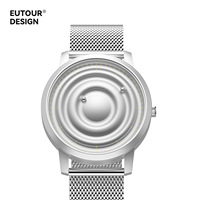 Reloj Magnético Creativo Premium OEM Personalizado, Sin Manecillas, para Hombre, con Correa de Cuero Genuino y Madera de Sándalo Natural, Venta al Por Mayor de Fábrica