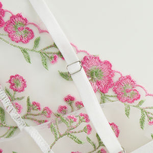 Soutien-gorge sans armatures à bretelles en maille respirante, style européen et américain, sexy, exquis, avec broderie florale - Product Image 5