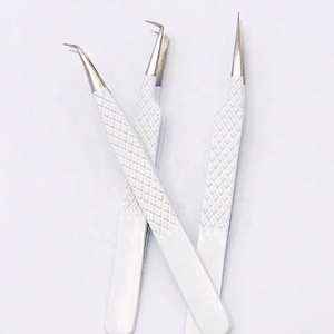 High Quality Custom Logo White Eyelash Extension Tweezers Professional Stainless Steel Pointed Tip Wholesale Reasonable Price - Product Image 1