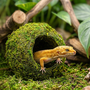 Caverne cachette pour reptiles en mousse naturelle - Abri en mousse tressée écologique <span class=keywords><strong>avec</strong></span> base anti-chute et maintien de l'humidité pour serpents et geckos - Product Image 4