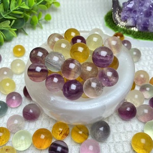 Harga grosir 15-20mm Natural Rainbow Candy Fluorite dipoles Mini bola penyembuhan kristal permata hadiah dekorasi DIY - Product Image 5