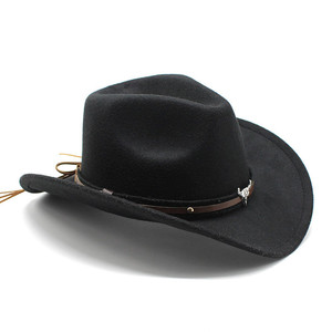 American Western Cowboy Sombrero de hombre Sombrero de caballero negro Metal Tauren Logo Sombrero de copa - Product Image 2
