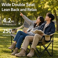Chaise de camping moderne bicolore avec siège double large et porte-gobelet pliable pour le camping, la plage, le jardin, la terrasse, le parc et les voyages