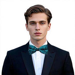 Nœud Papillon Pré-Noué en Soie Unie Teal avec Motif Brodé – Accessoire Formel pour Homme, Durable, Respirant, Séchage Rapide, Ajustable, Fait Main - Product Image 6