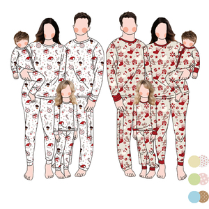 Noël personnalisé imprime bambou papa maman et moi combinaison assortie - Product Image 1
