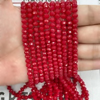 Cuentas de cristal facetadas de cerámica, piedras preciosas similares, color rojo oscuro, joyería de 3/4/6/8mm