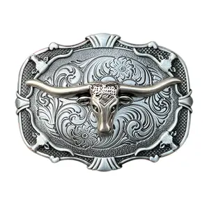 2024 Hot Sale Customized High Quality Classic Vintage Antique Silver And Gold Cowboy Belt Buckle For Men Western Buckle