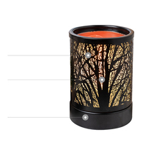 Lampu Penghangat Lilin Aroma Desain Hutan Logam Hitam dengan Minyak Wangi untuk Rumah