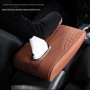 Marcan Memory Foam Protector Leather Center Console <b>Cushion</b> Handkerchief Tissue Holder Storage Organizer Car Armrest Box - Product Image 3