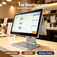 Terminal de point de vente à double écran tactile de 15,6 pouces, caisse enregistreuse, système de point de vente Windows Android pour la vente au détail et la restauration