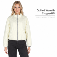 Doudoune courte matelassée ondulée pour femme, coupe carrée, col montant, mode automne, personnalisable, fournisseur en gros