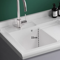 Évier de comptoir de blanchisserie en céramique moderne de haute qualité facile à nettoyer Lavabo en pierre pour hôtels et toilettes Lavage des vêtements Lavabo