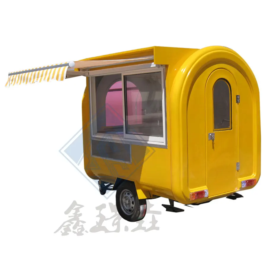 Satılık iyi tasarım siyah mobil yiyecek arabası römork dondurma gıda kamyon