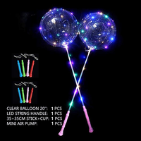 Bâtons de ballons LED Bobo 20 pouces, 3 fonctions, multicolores, 10 packs, décoration pour Halloween, anniversaire, fête, Diwali, Pâques