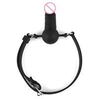 Balle buccale en silicone SM, jouet de bondage pour couples, jeu oral coquin ; Pénis simulé style SM ; Jouet sexuel alternatif pour adultes