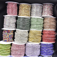 Chaîne de strass en gros d'usine, chaîne de cristal scintillante à coudre, chaîne à griffes en argent SS6-SS28, garnitures de diamants de 2mm-6mm pour vêtements et robes DIY