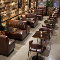 Combinaison Table et Chaises de Restaurant Moderne Commerciale, Table en Marbre Imperméable, Sièges en U Pliables pour Bistro et Café