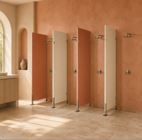 Panneaux de séparation de salle de bain en acier inoxydable 304 HPL commercial, cabines de douche polies et étanches pour hôtels, appartements, style moderne