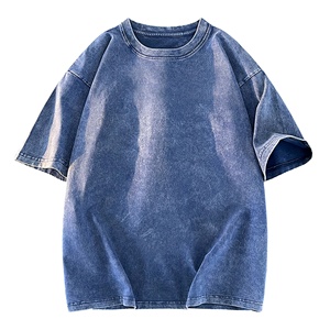 T-shirt personnalisé à manches courtes sans poche pour homme, col rond, 100% coton, vintage, effet délavé, t-shirt uni, coupe ultra ample. - Product Image 4