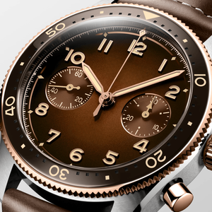 Mens <b>Automatic</b> <b>Chronograph</b> Pilot Watch Black Leather Strap Luminous Dial Sapphire Crystal Sport Wristwatch Longinesing - Product Image 3