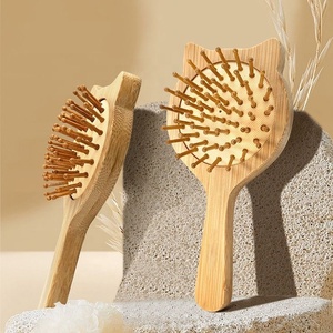 Peigne en bambou mini laser antistatique écologique, brosse à cheveux à coussin d'air personnalisée, brosse à cheveux en bois naturel de salon, brosse à cheveux de poche - Product Image 4