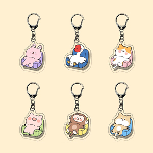 Porte-clés pendentif en acrylique double face motif ours mignon style anime japonais - Tendance mode féminine, design tendance, vente en gros - Product Image 2