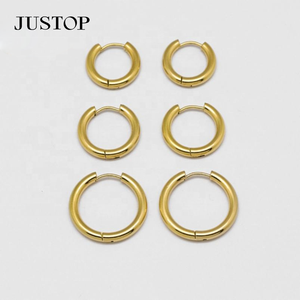 Boucles d'oreilles Huggie unisexes tendance Hip Hop, style punk classique, en acier inoxydable plaqué or avec agate, respectueuses de l'environnement, pour mariage - Product Image 6