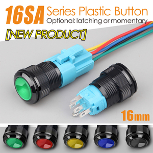 Interrupteur à bouton en plastique LANBOO 16 mm avec voyant LED rouge, vert, bleu, jaune, blanc, IP65, autobloquant et à réinitialisation automatique - Product Image 3