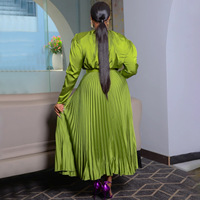 Robe longue élégante pour femmes grandes tailles à manches longues, magnifique robe en satin plissé avec décoration en dentelle VESTIDOS DE FIESTA LARGOS