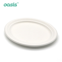 Assiette jetable ovale grande en canne à sucre biodégradable et écologique pour fêtes, résistante à l'eau et à la graisse, sans BPA