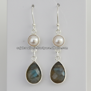 Pendientes de aro finos de Plata de Ley 925 con Topacio ahumado chapado en oro en estilo bonito para fiesta de boda o regalo - Product Image 1