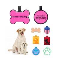 Pendentif en silicone personnalisé en forme d'os avec motifs de dessins animés, logo personnalisé, pour carte d'identité, étiquette pour animal de compagnie en silicone de qualité alimentaire, toutes saisons