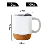 Mug en céramique personnalisé avec logo, vente en gros, mug en céramique de 15 oz avec fond en liège et poignée pour cadeaux d'affaires de vacances