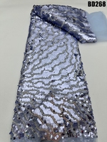Tissu en dentelle brodée de perles et de sequins roses de luxe de Dubaï à prix de gros pour robe Abaya de mariage arabe
