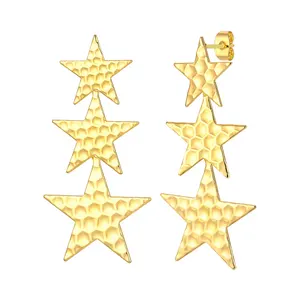 Vnox Fashion Jewelry Copper Material Three Star Earrings Waterproof Gold for Women Trendy 2024