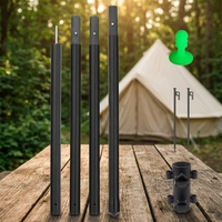Poteau de support télescopique réglable en fibre de carbone, durable, pour camping en extérieur