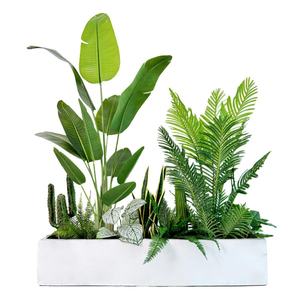 Composition paysagère en maille de soie effet végétal pour balcon, arrangement paysager artificiel pour escaliers, plantes suspendues - Product Image 5