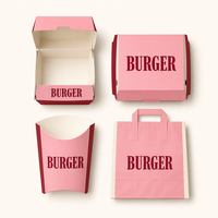 Ensemble de restauration rapide personnalisé, jetable et compostable, pour ailes de poulet frites, hamburgers, frites, boîte à emporter pour restaurant