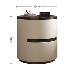 Table de chevet ronde en bois <span class=keywords><strong>Letao</strong></span> Tao avec 2 tiroirs, bords lisses, armoire de rangement minimaliste de qualité supérieure pour appartement, chambre à coucher, gain de place - Product Image 6