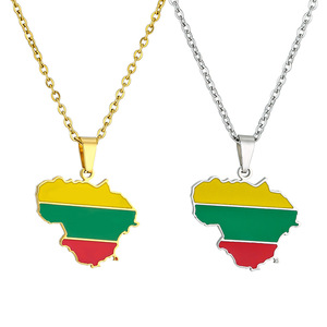 Collar con Colgante de Mapa de <span class=keywords><strong>Lituania</strong></span>, Estilo Vintage, para Hombre y Mujer, Cadena de Acero Inoxidable para Suéter, Accesorios - Product Image 1