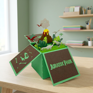 Meilleures ventes : Carte de vœux 3D en papier faite à la main, thème Parc à dinosaures et fleurs, boîte pop-up, design personnalisé, tendance, Noël, Vietnam, Hanoï - Product Image 2