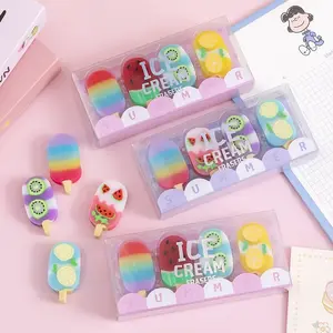 Kreative kawaii niedliches schulbuchzubehör süßes Sommereis buntes Löschset für Kinder geschenk