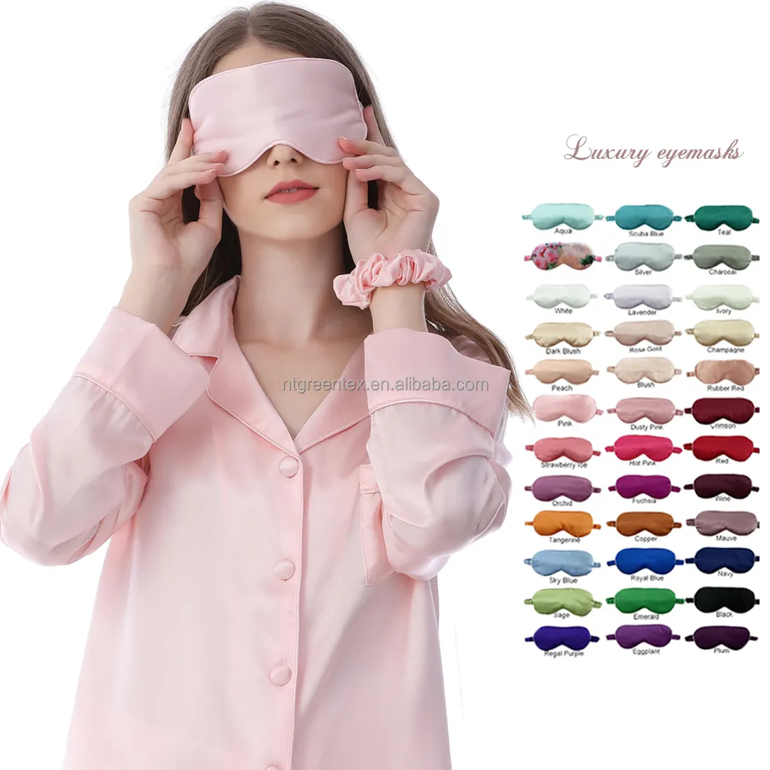 Individuelle Seiden-Augenmaske OEM-LOGO-Design elastisches Band Damen Satin Schlafende Schöne SPA Augenmaske Schatten