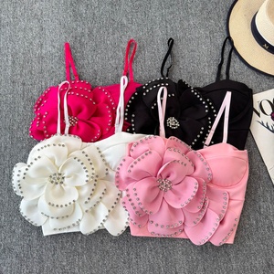 Chaleco con Pedrería y Flores Tridimensionales, Estilo Europeo y Americano, Top Sexy para Mujer - Product Image 1