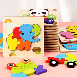 गर्म बेचने के बच्चे लकड़ी के खिलौने 3D पहेली कार्टून पशु खुफिया आरा पहेली आकार मिलान के लिए मोंटेसरी खिलौने बच्चों को उपहार