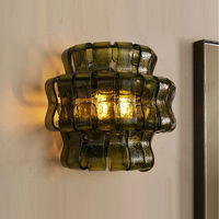 Applique murale de luxe 12,5 pouces en verre et cristal américain, style rétro haut de gamme, pour salon, chevet, escalier, chambre d'hôtel simple