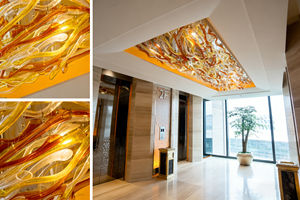 Lámpara de Araña Moderna de Lujo, Hecha a Mano con Vidrio Soplado, Diseño <span class=keywords><strong>Art</strong></span>ístico Orgánico en Color Ámbar, para Hotel, Ascensor, Vestíbulo, Villa o Proyecto - Product Image 5