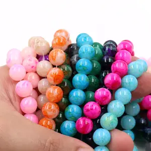 stock for sale 8mm10mm bead strand assortment colorful combination glass beads round glass floral loose beads for bracelet makin