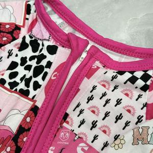 Großhandel Casual ODM Bambus gestrickt 200-220g/m² Wärme übertragung bedruckte Zwei-Wege-Reißverschluss-Pyjamas für Baby-Weihnachts druck Kleidung - Product Image 4