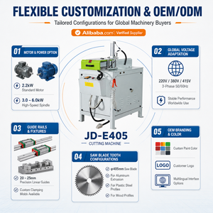 Sierra ingletadora de precisión JUND JD-E405 semiautomática de 45 grados para aluminio, 2.2KW, hoja de 405mm, 380V - Product Image 5